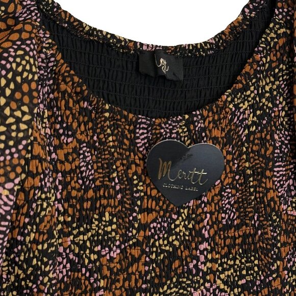 Womens Meritt Abstract Print Smocked Long Sleeve Mini Dress - Size Small - NWT - Picture 7 of 8